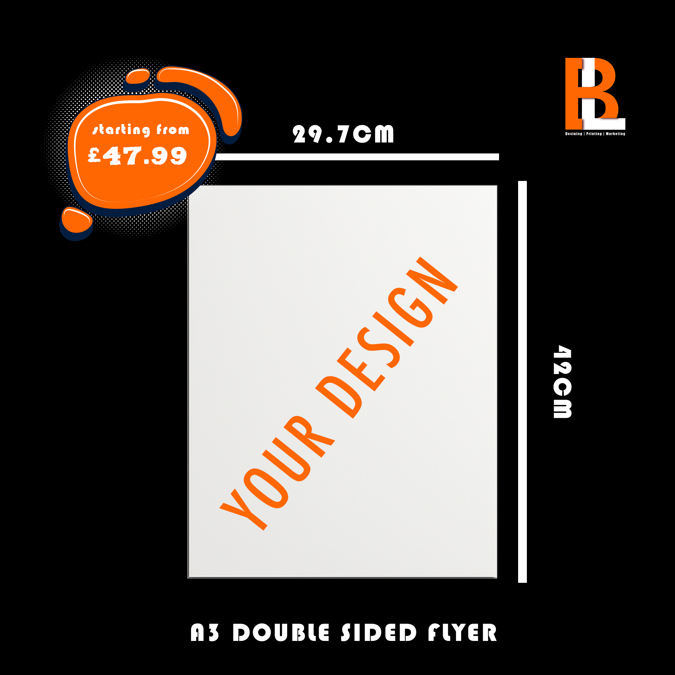 Flyers A3 — 200gsm Glossy Or Silk (Double‑Sided)  — Design + Print