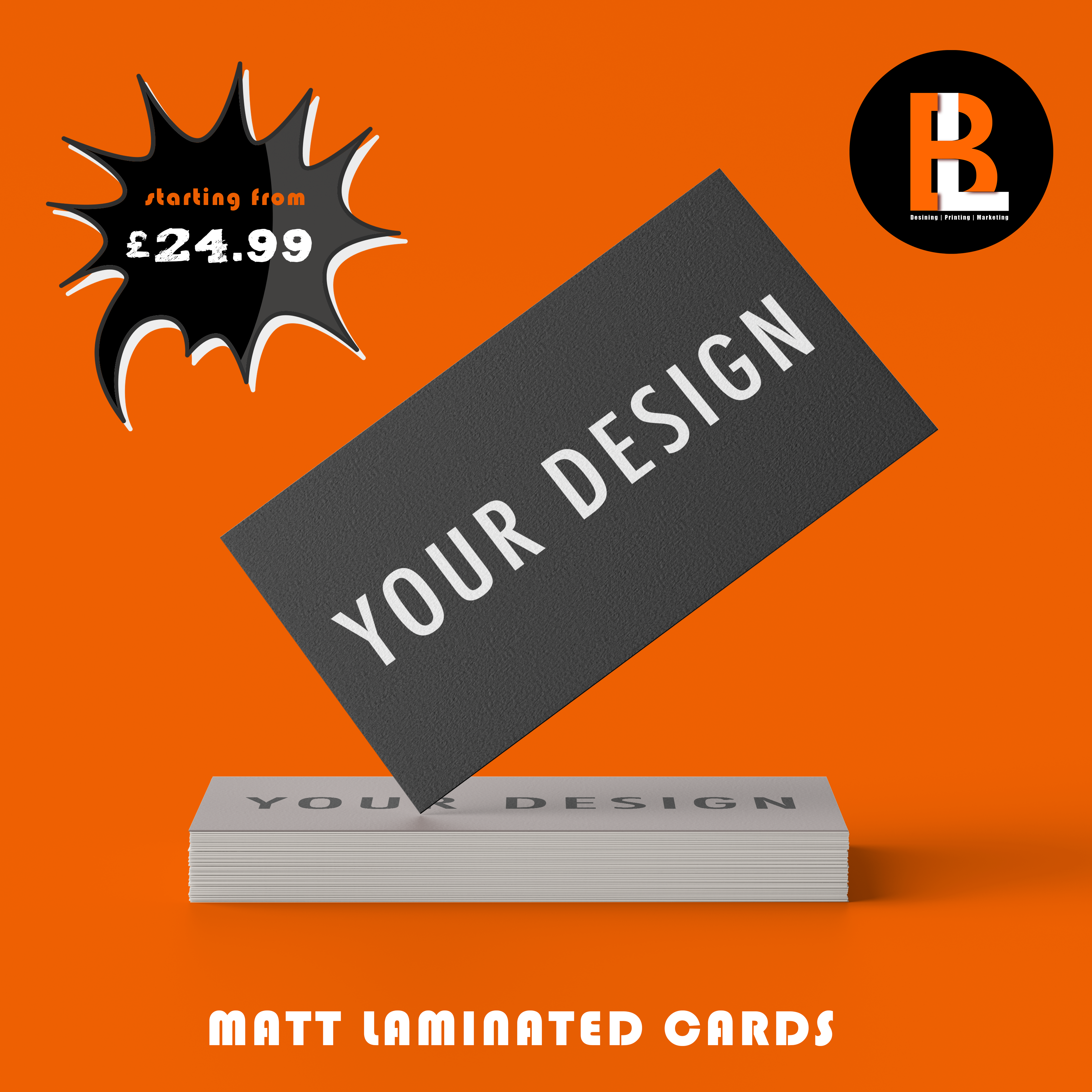 Business Cards — 400gsm Matt Lamination (Double‑Sided)  — Design + Print