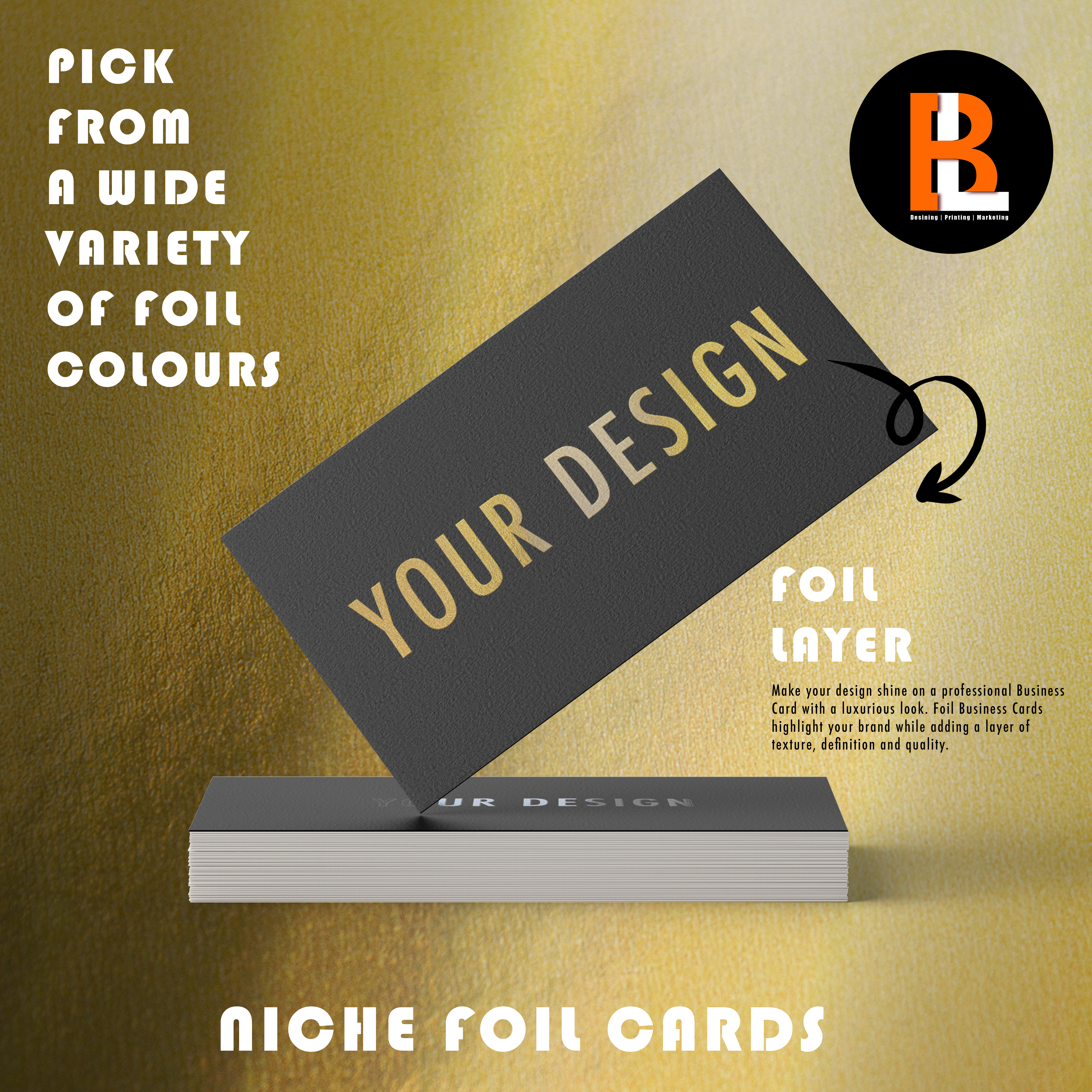 Niche Foil Business Cards — Ultra-Premium 400gsm (Double‑Sided)— Design + Print