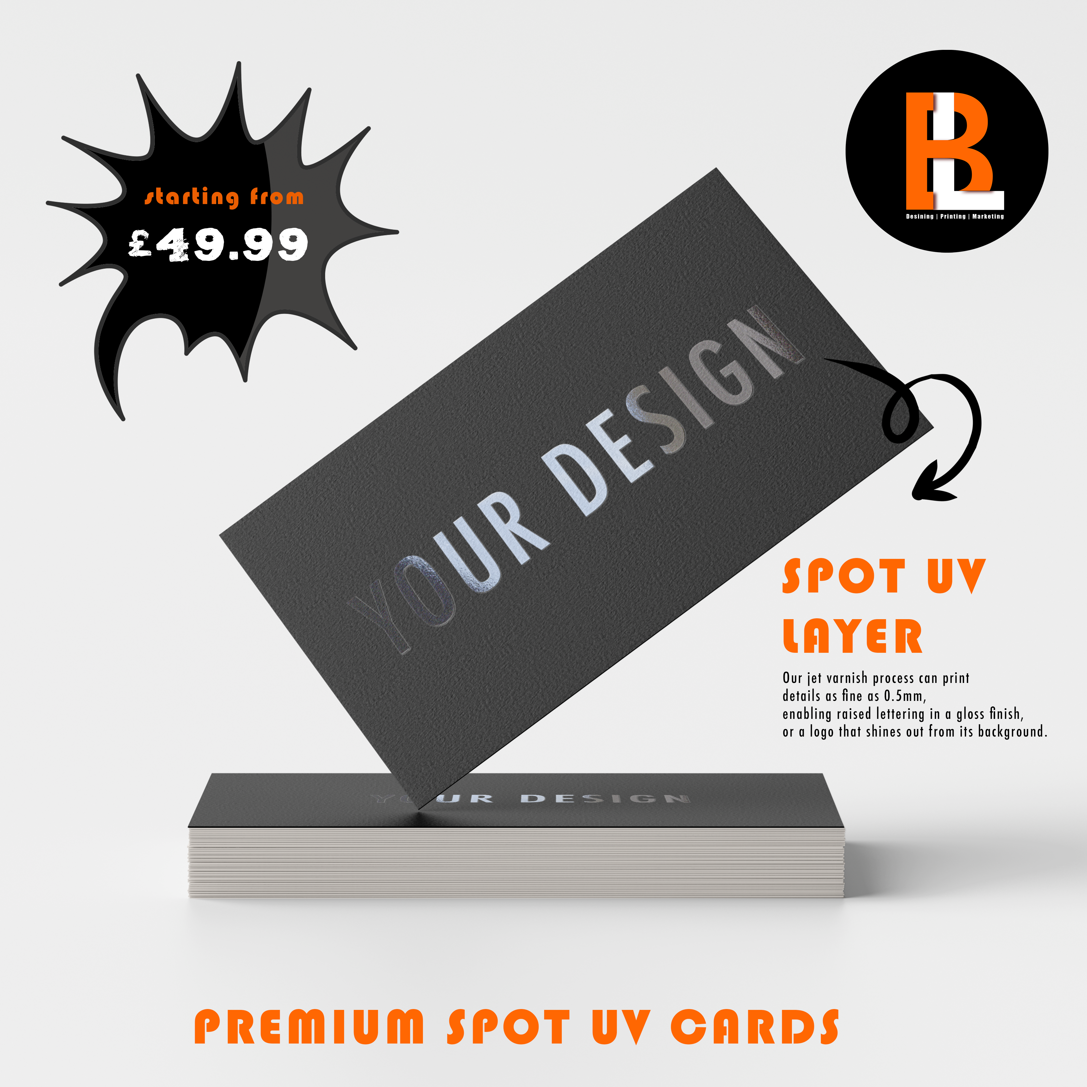 Premium Spot UV Business Cards — Design + Print